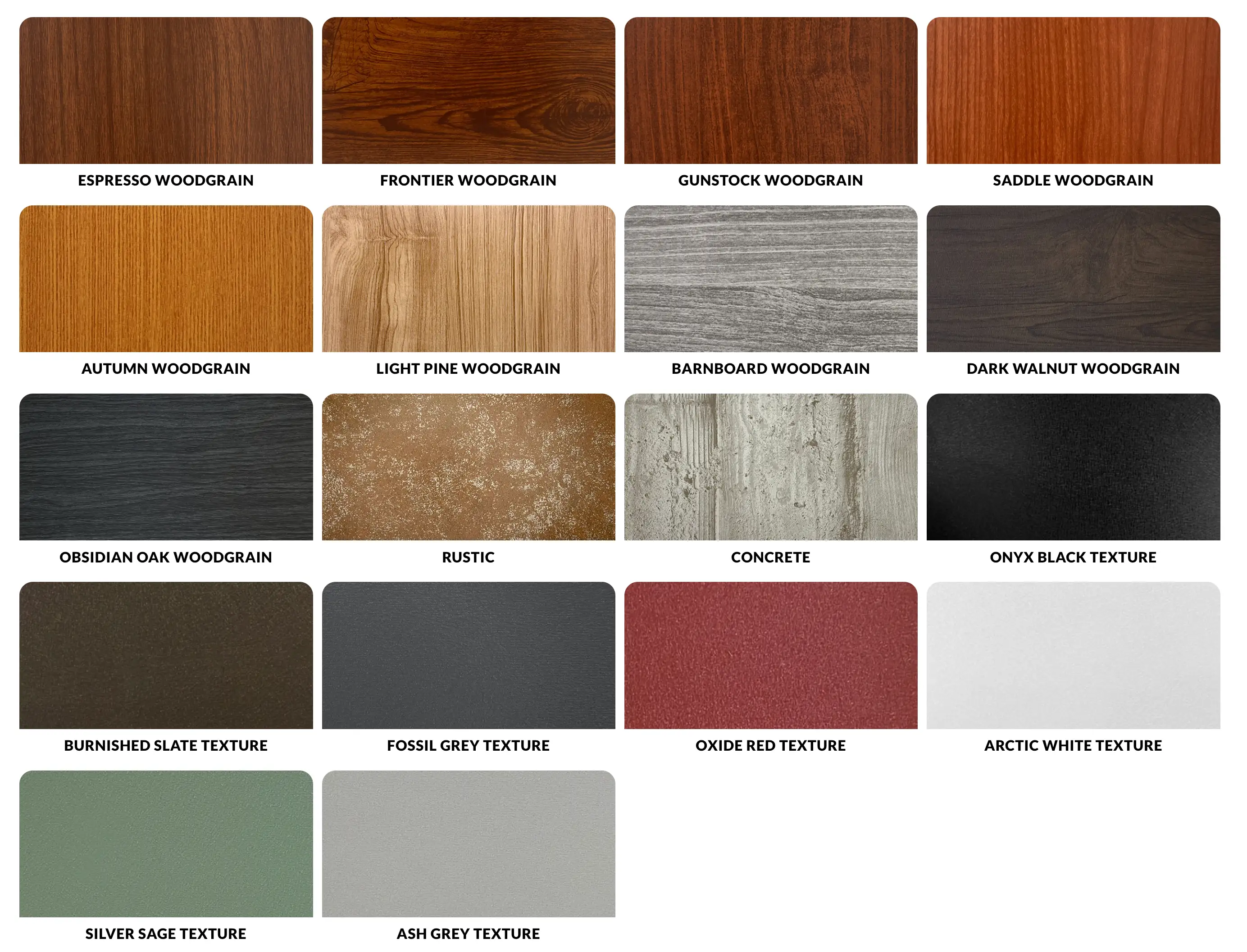 Modern Steel Woodgrain and Specialty Colors