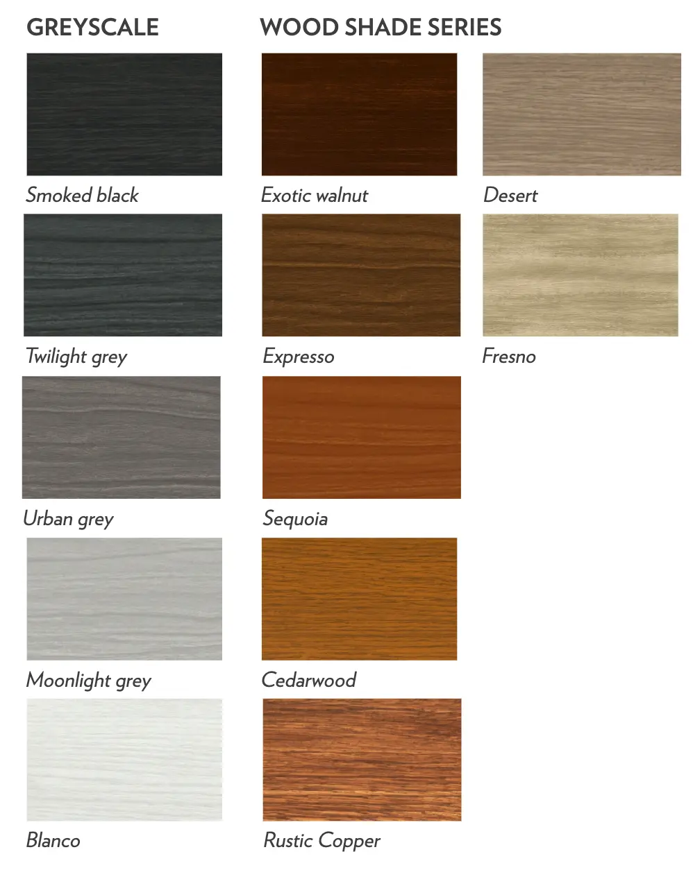 Modern Steel Woodgrain Colors Modern Steel Woodgrain Colors