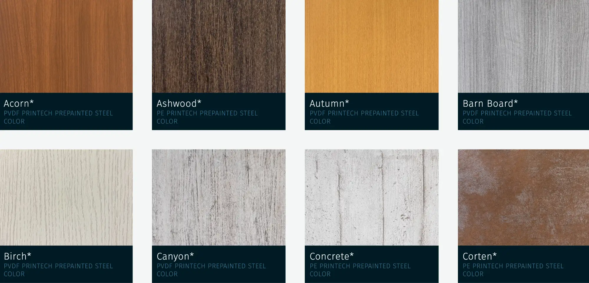 Modern Steel Variable Width Woodgrain Colors