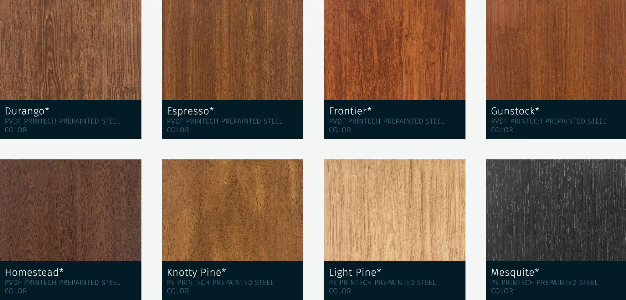 Modern Steel Variable Width Woodgrain Colors