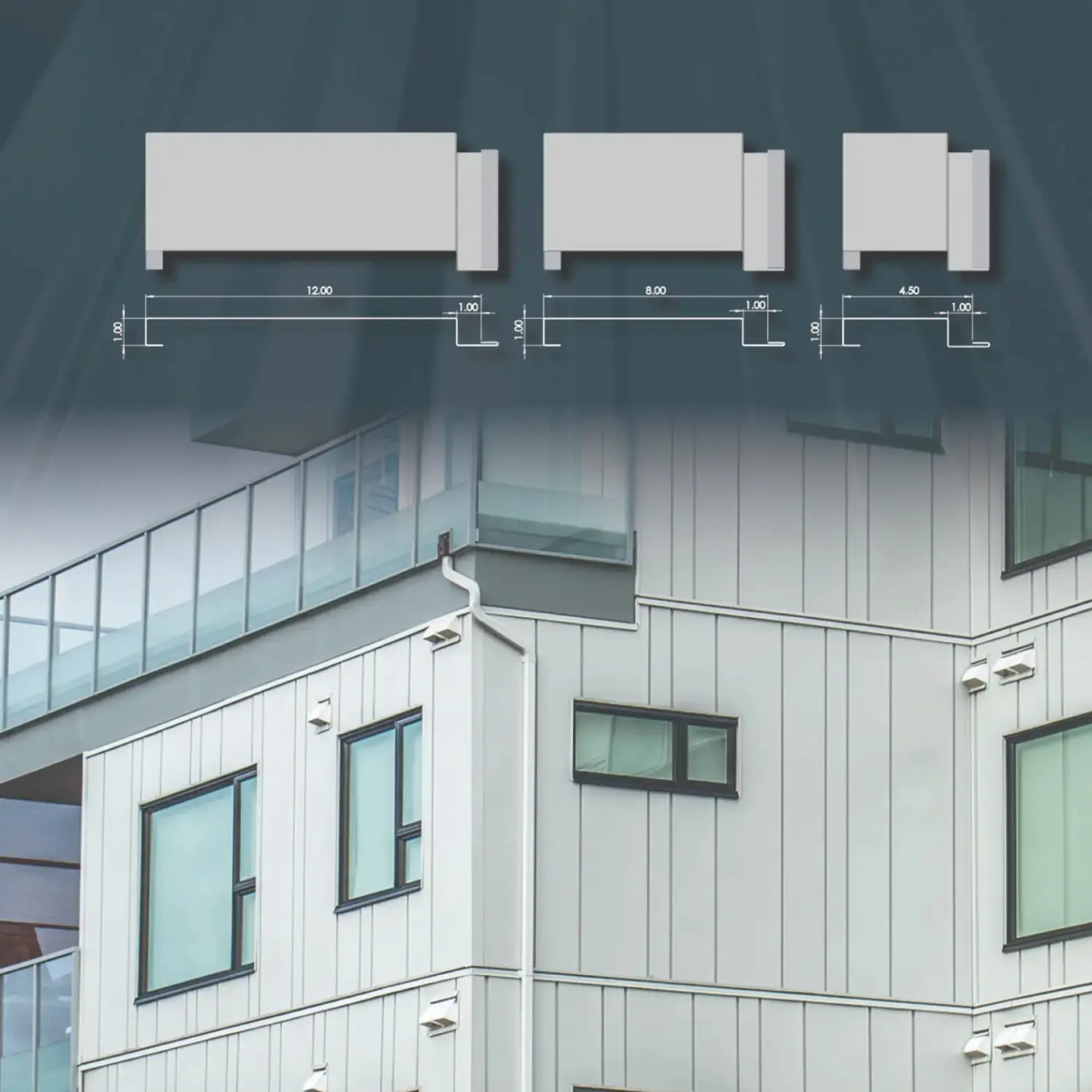 Modern Steel Variable Width Woodgrain Panels